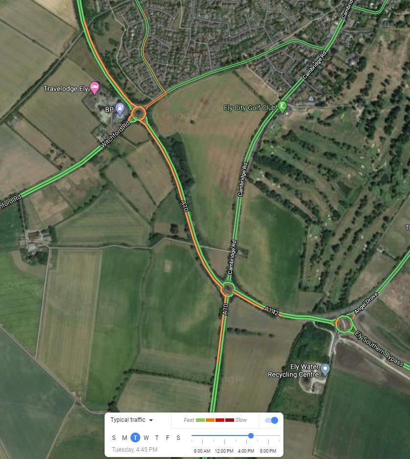 Congestion around that A10 and A142 in the evening peak